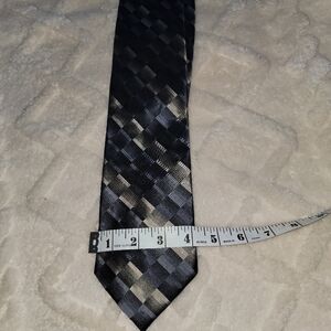 Men's Black and Silver Checkered Tie